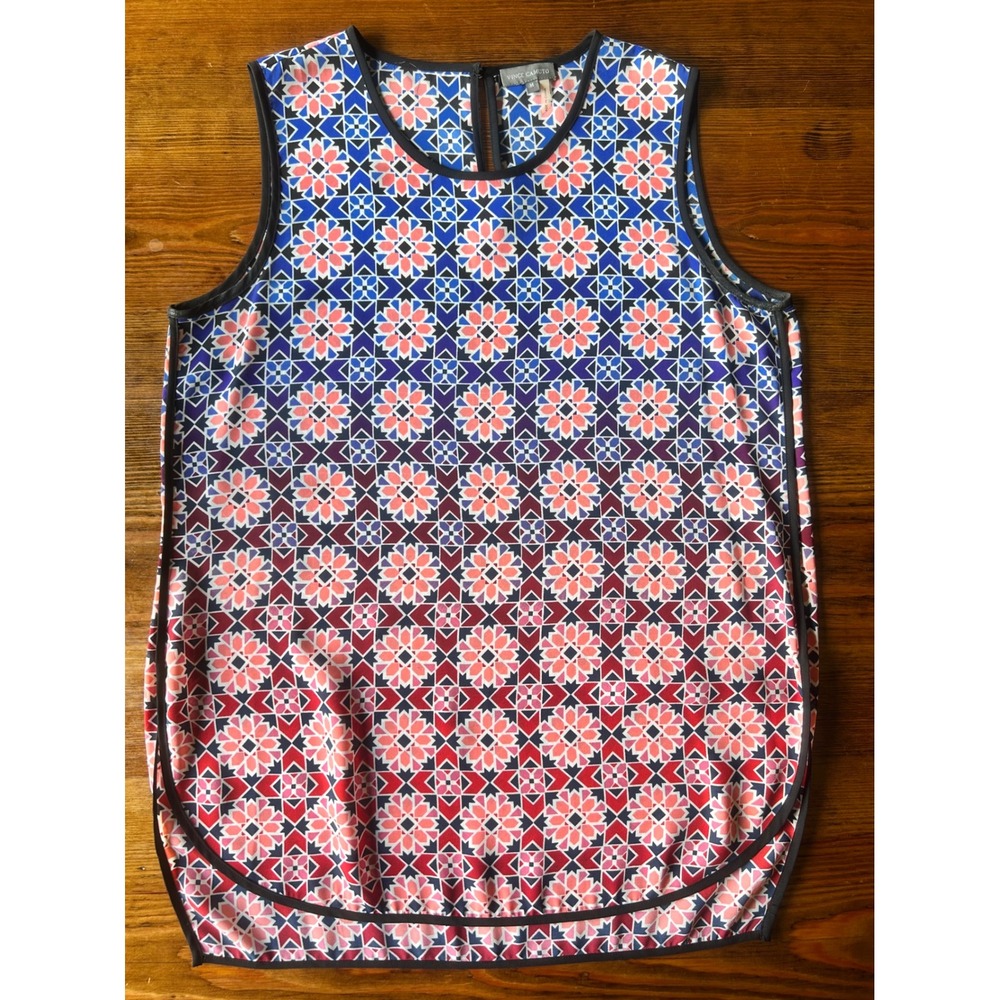 Vince Camuto Geo Fun Print Tunic Sleeveless Top Medium